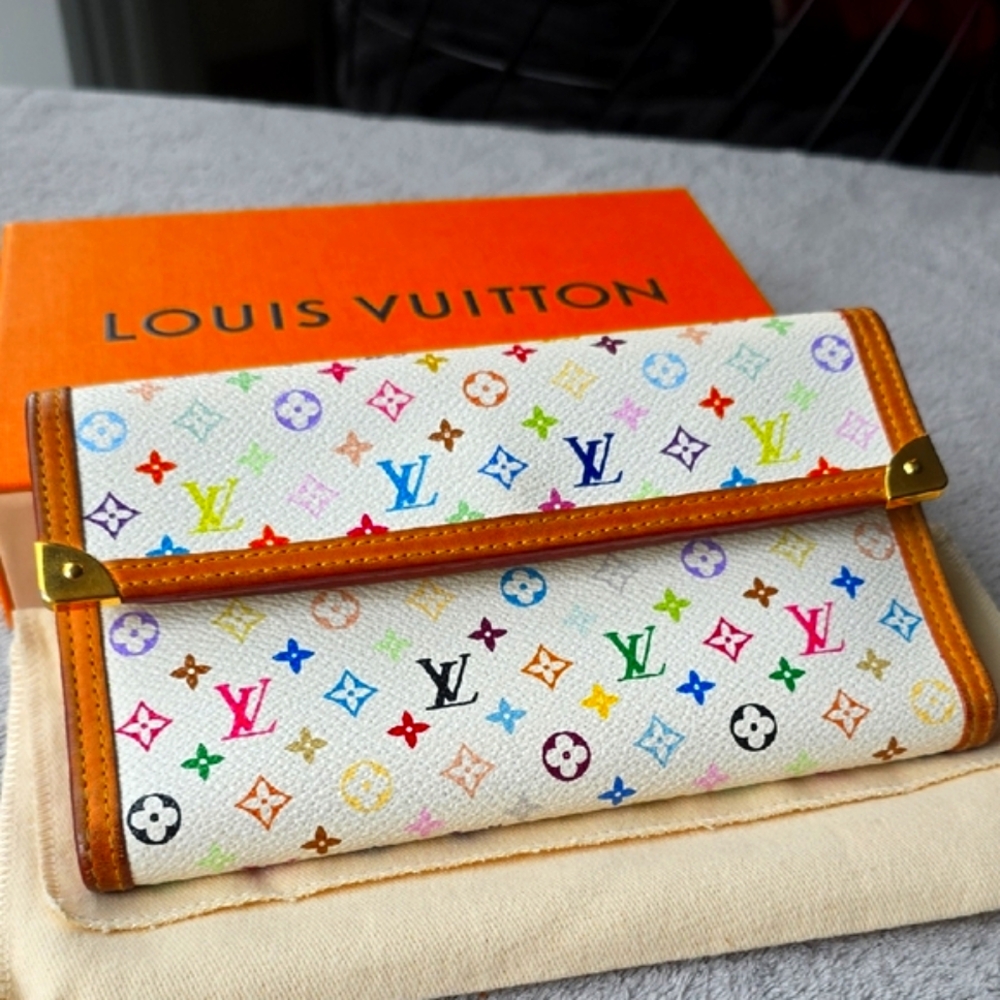 Louis Vuitton White Multicolor Murakami Monogram Wallet